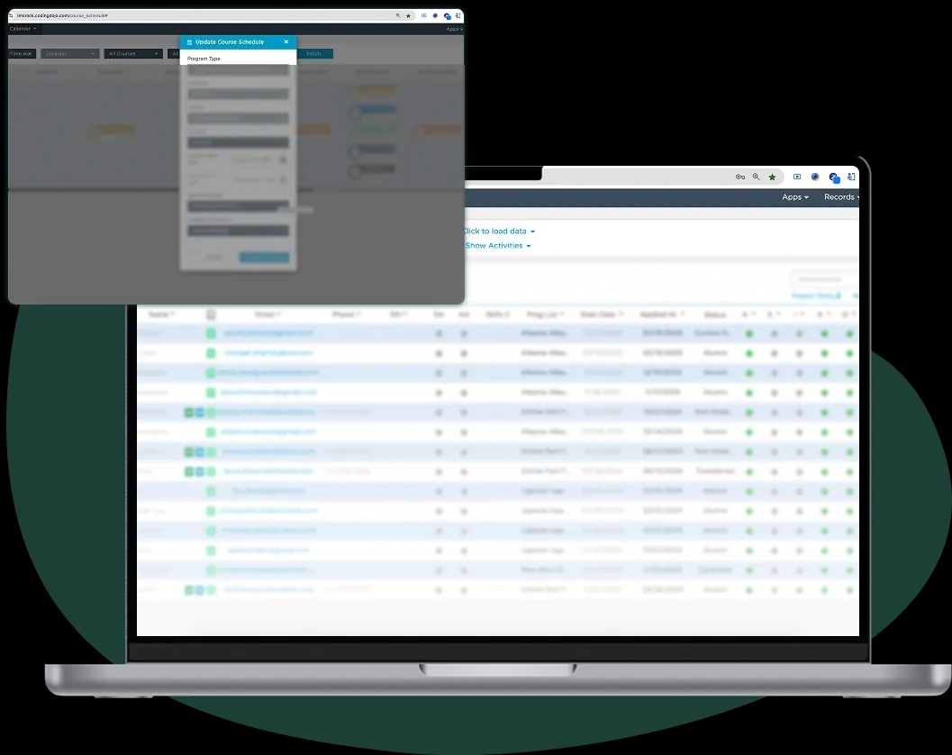 CRM app interface