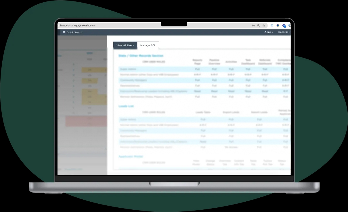 CRM app interface